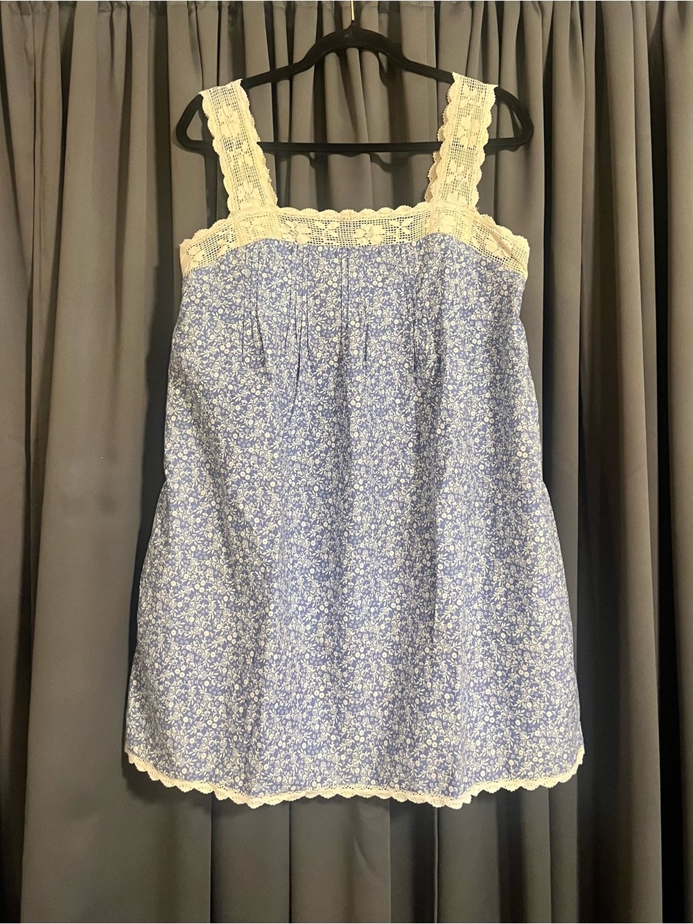 Abercrombie & Fitch Light Blue Floral Lace-Trim Mini Dress